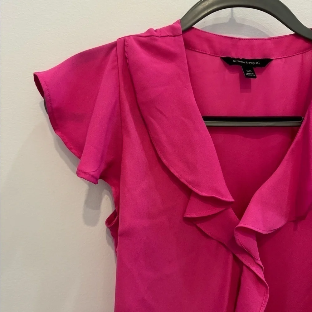 Banana Republic Pink Ruffled Wrap Blouse - Picture 7 of 9